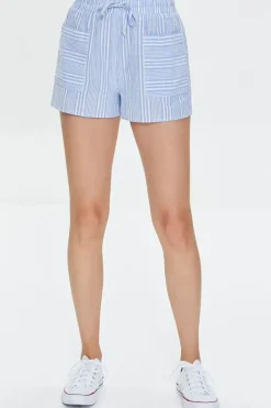 Striped Linen-Blend Shorts