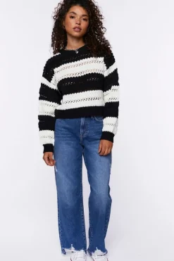 Striped Open-Knit Sweater