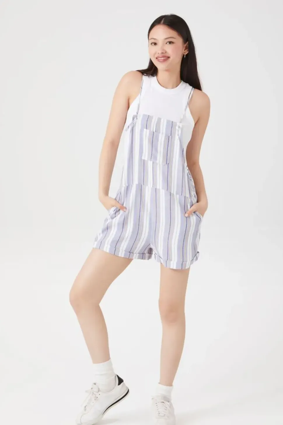 Striped Overall Shorts