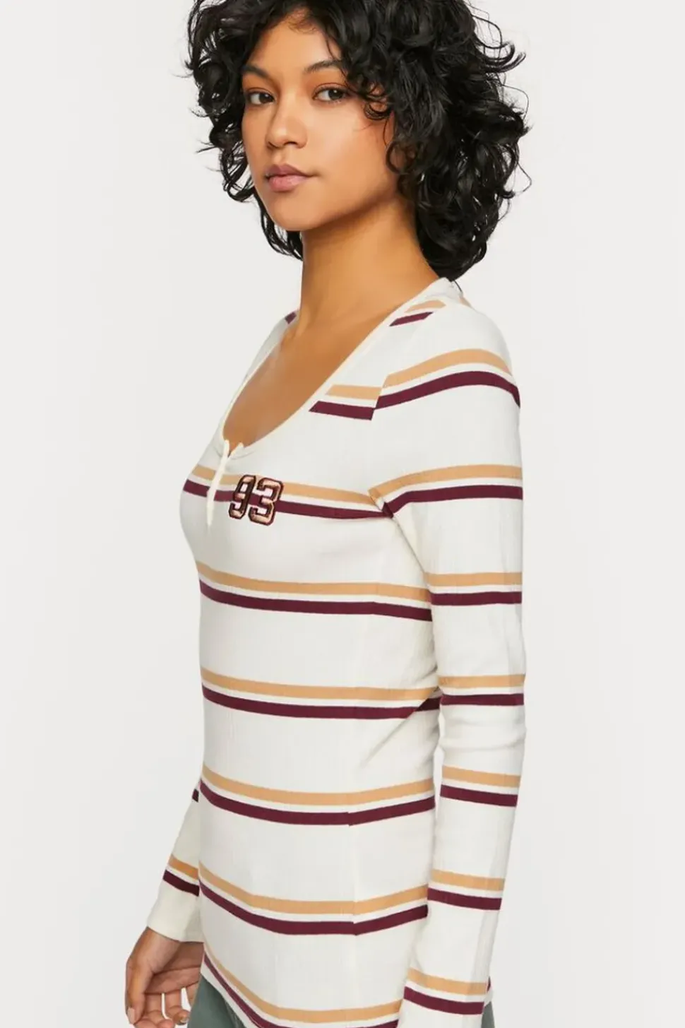 Striped 93 Patch Henley Baby Tee