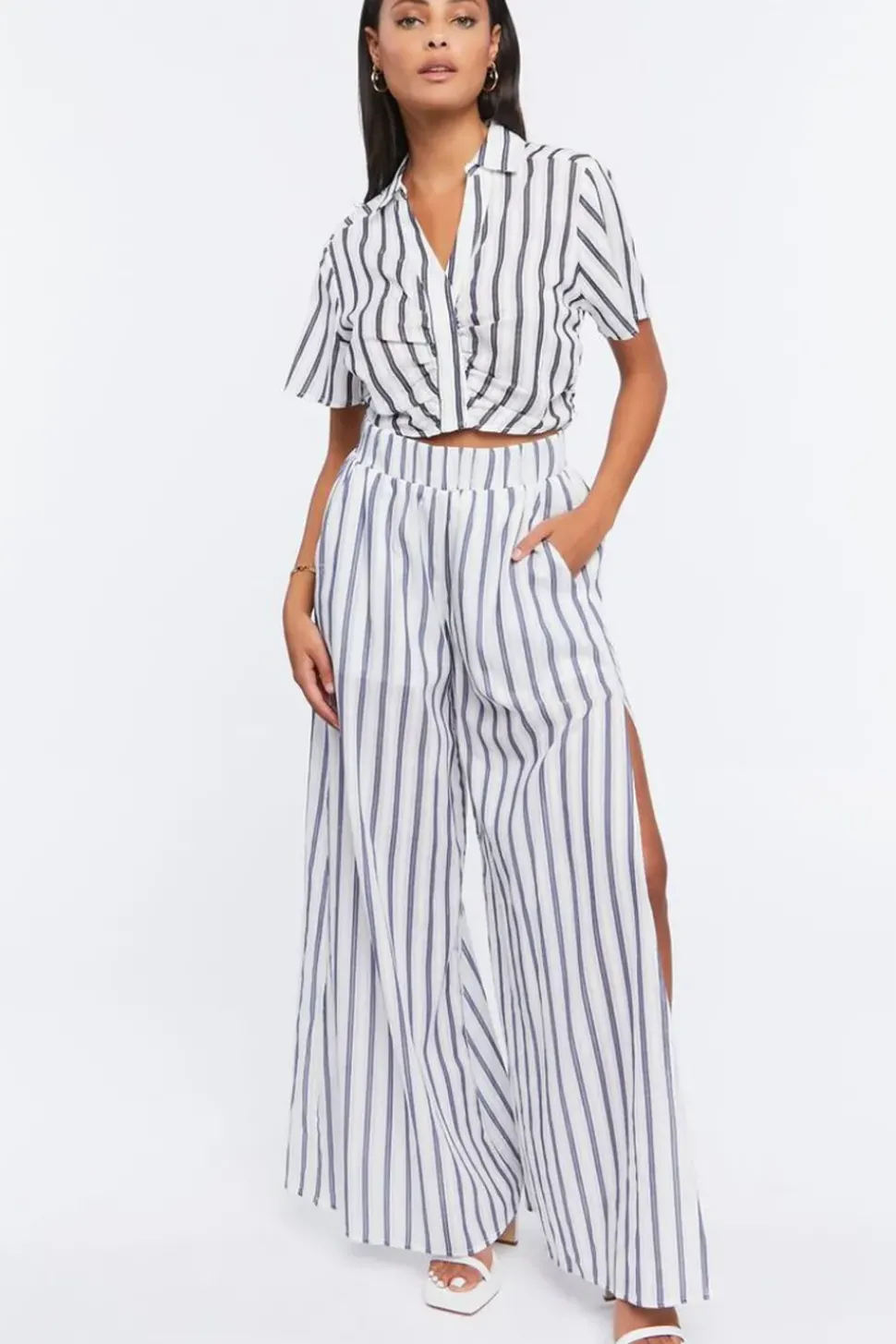 Striped Ruched Crop Top
