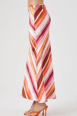 Striped Satin Maxi Skirt