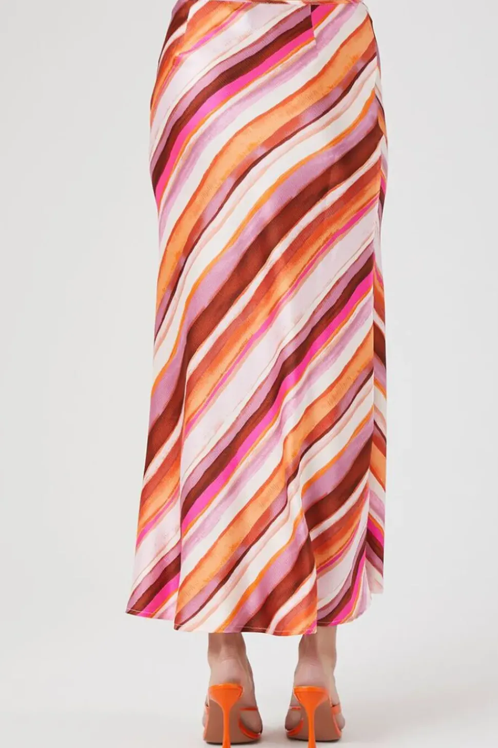 Striped Satin Maxi Skirt