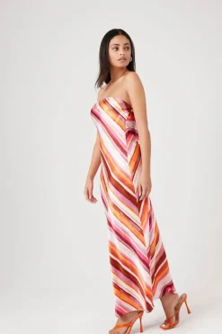 Striped Strapless Maxi Dress