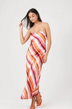 Striped Strapless Maxi Dress