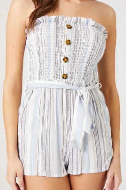 Striped Strapless Romper