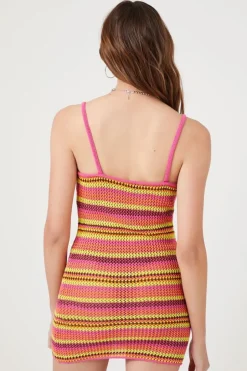 Striped Sweater-Knit Cami Dress