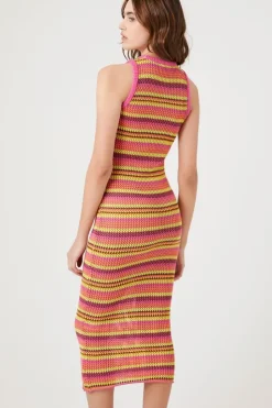 Striped Sweater-Knit Midi Dress