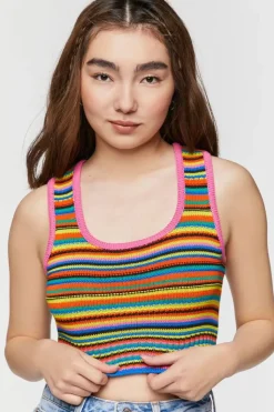 Striped Sweater-Knit Tank Top