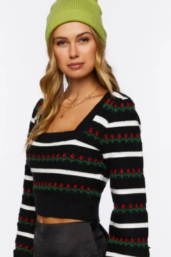 Striped Tulip Print Sweater