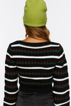 Striped Tulip Print Sweater