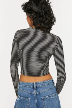 Striped Twist-Hem Crop Top