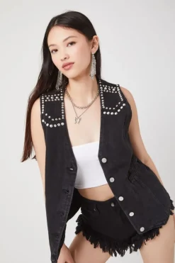 Studded Denim Vest