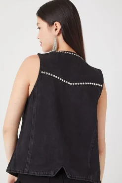 Studded Denim Vest