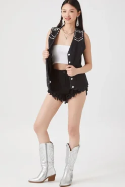 Studded Denim Vest