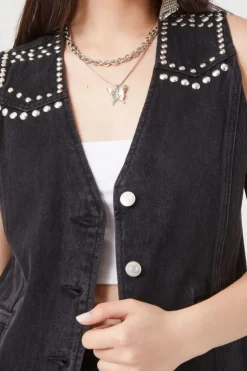Studded Denim Vest