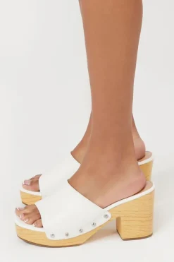 Studded Faux Leather Clog Heels