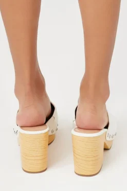 Studded Faux Leather Clog Heels
