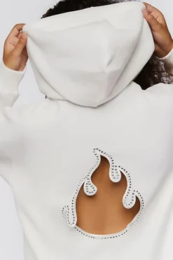 Studded Flame Cutout Hoodie