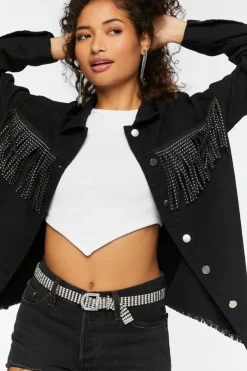 Studded Fringe Trucker Jacket