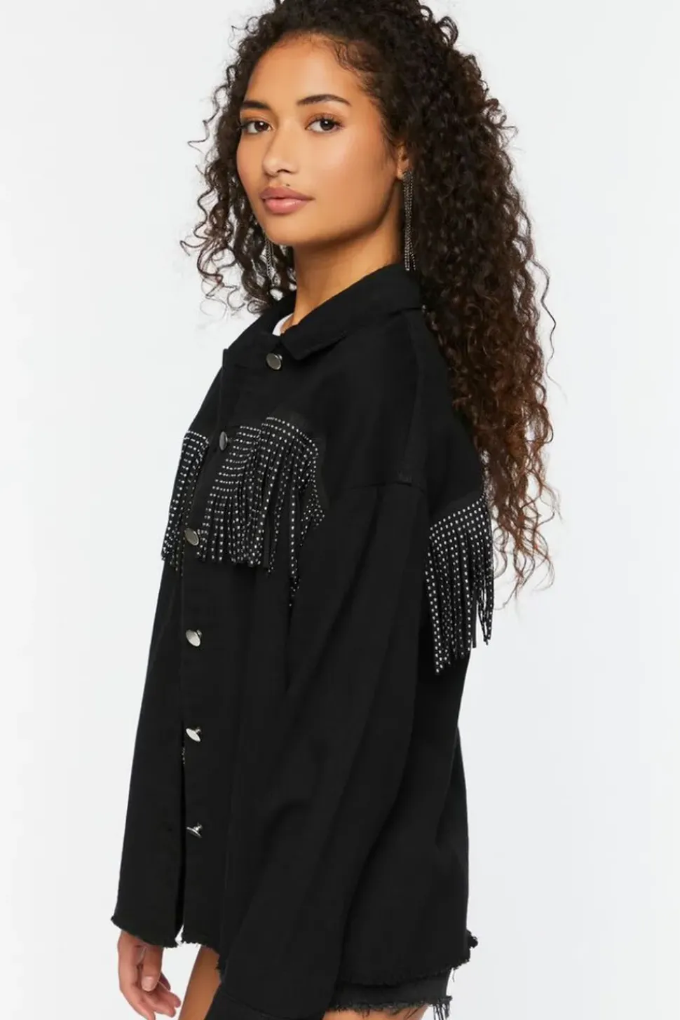 Studded Fringe Trucker Jacket