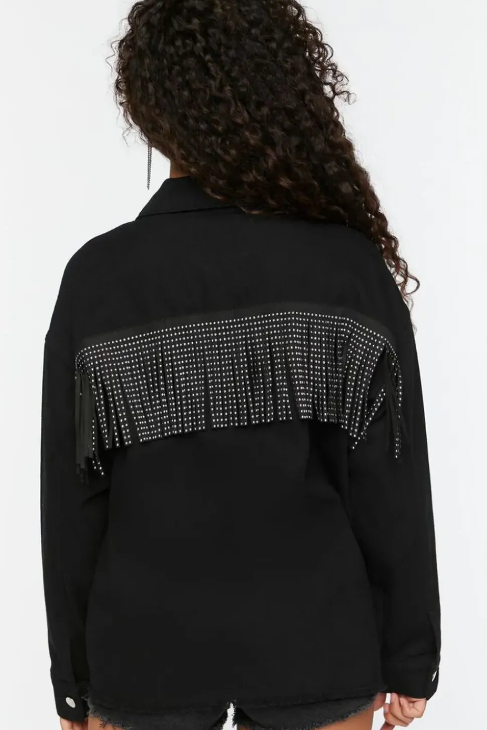 Studded Fringe Trucker Jacket