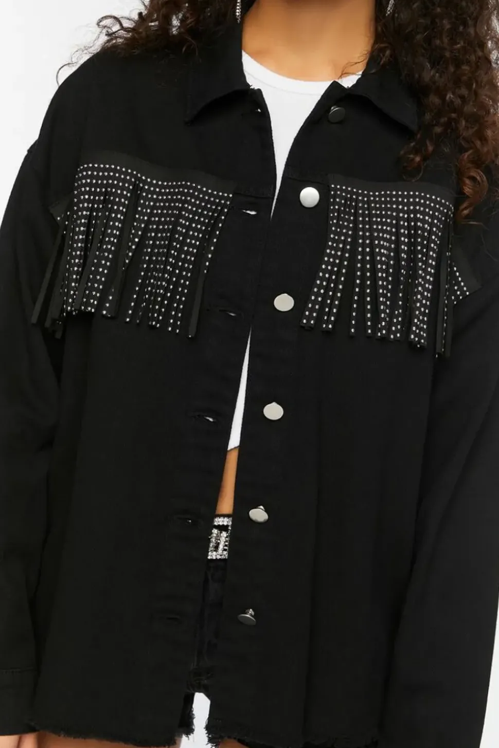 Studded Fringe Trucker Jacket