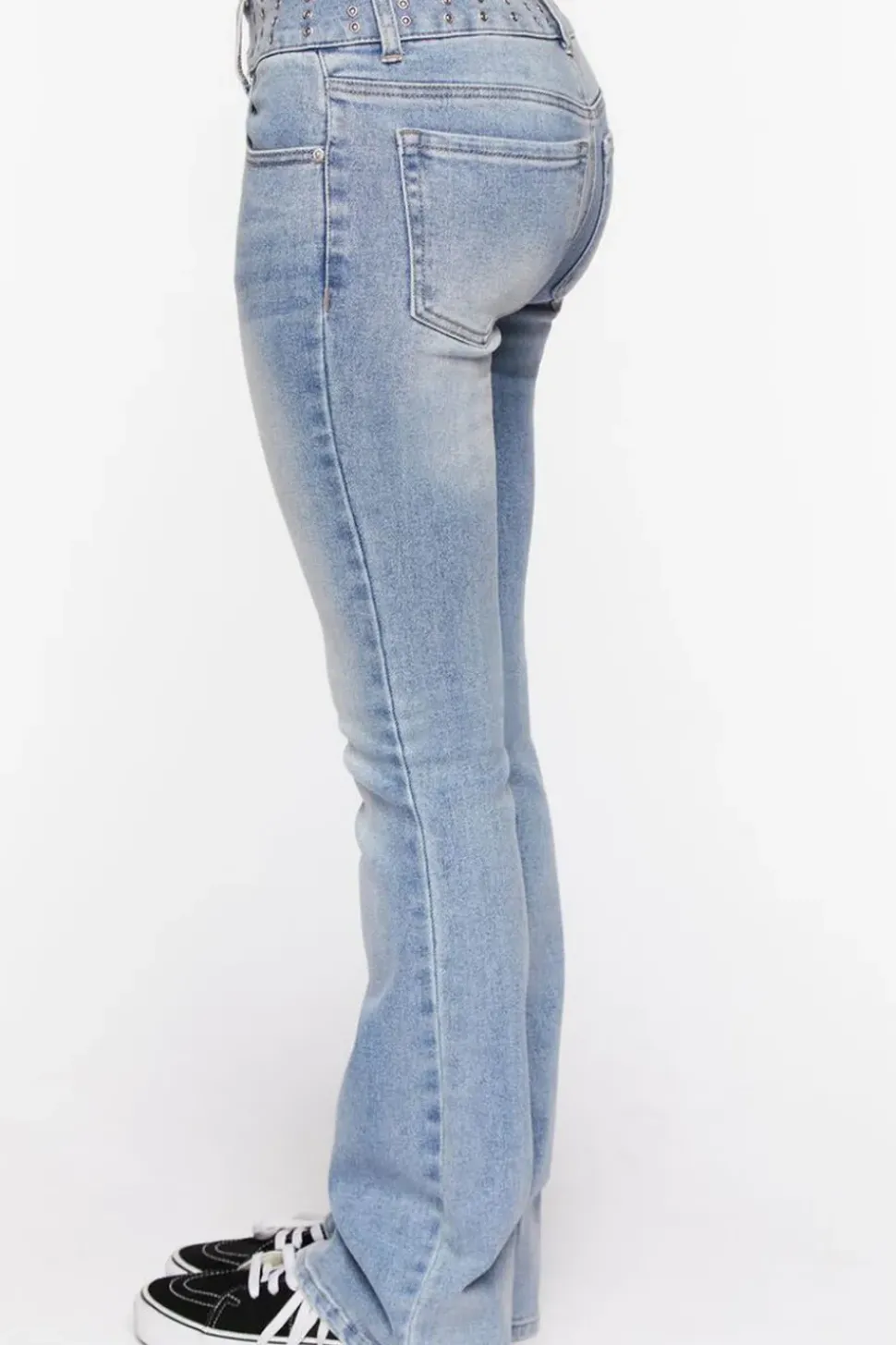 Studded Mid-Rise Bootcut Jeans