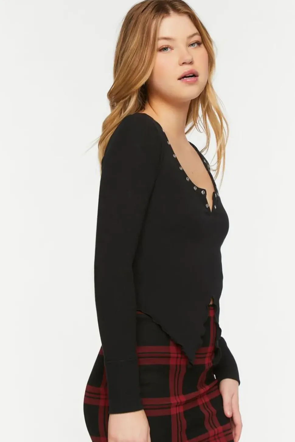 Studded Split-Front Crop Top