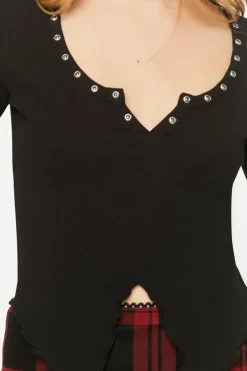 Studded Split-Front Crop Top