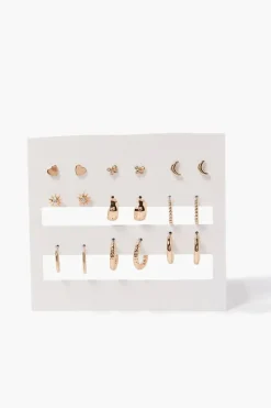 Stud & Open-End Hoop Earring Set