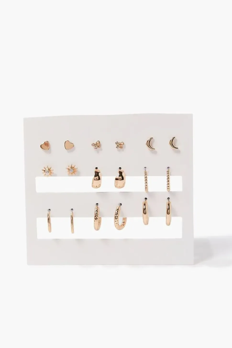 Stud & Open-End Hoop Earring Set