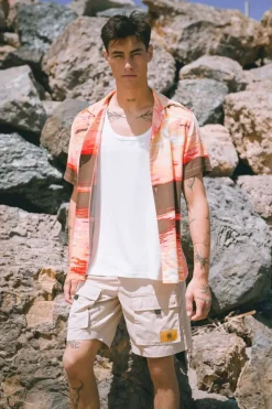 Sunset Graphic Cuban Collar Shirt