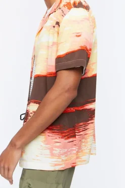 Sunset Graphic Cuban Collar Shirt