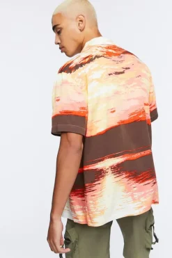 Sunset Graphic Cuban Collar Shirt
