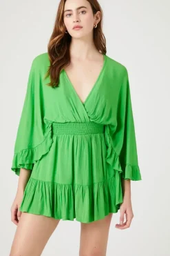 Surplice Angel-Sleeve Romper