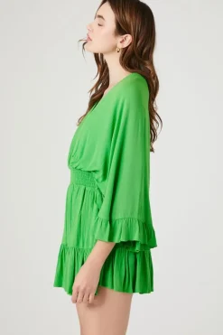 Surplice Angel-Sleeve Romper