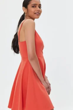 Surplice Cutout Skater Dress