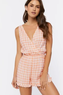 Surplice Gingham Romper