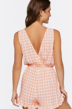 Surplice Gingham Romper