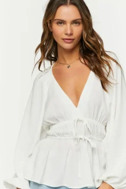 Surplice Peasant-Sleeve Top