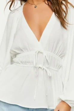 Surplice Peasant-Sleeve Top