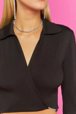 Surplice Wrap Crop Top