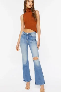 Sweater-Knit Asymmetrical Crop Top