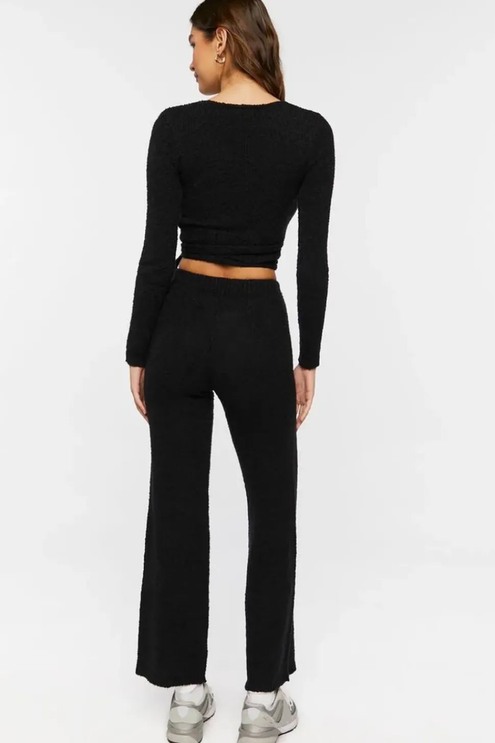 Sweater-Knit Crop Top & Pants Set