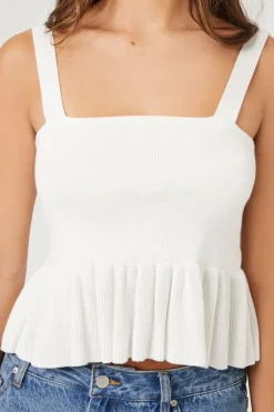 Sweater-Knit Flounce Tank Top