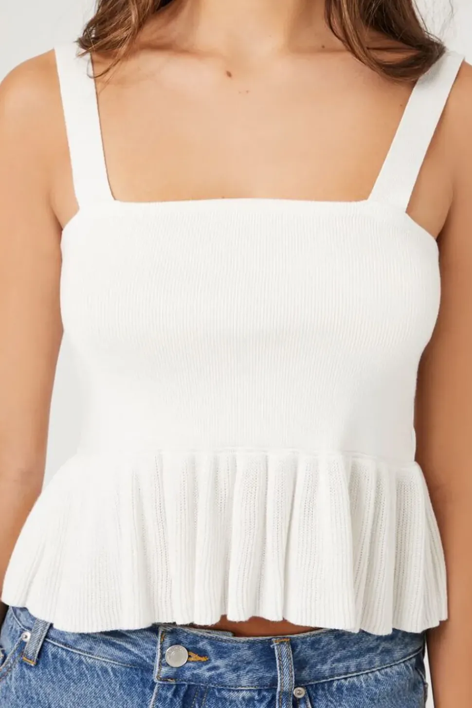 Sweater-Knit Flounce Tank Top