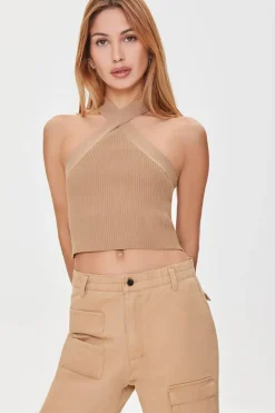 Sweater-Knit Halter Crop Top