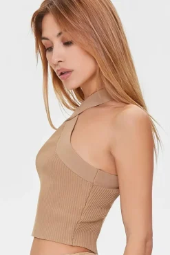 Sweater-Knit Halter Crop Top