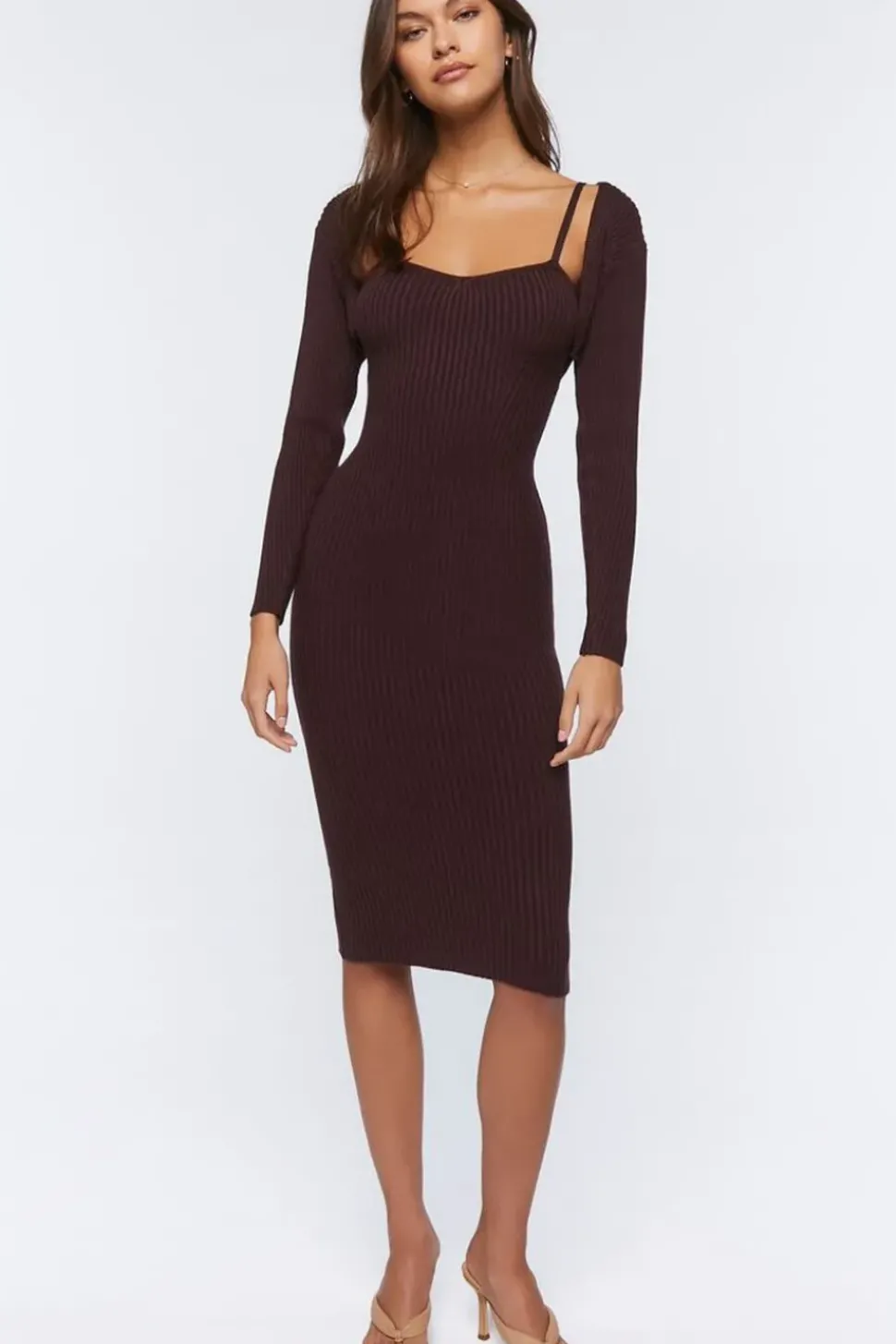 Sweater-Knit Midi Dress & Shrug Set